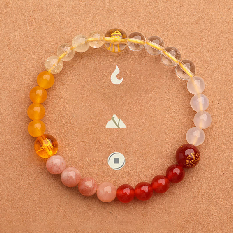 Five Elements Multi-Stone Agate Jade & Sunstone Beaded Crystal Bracelet
