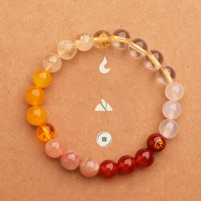 Five Elements Multi-Stone Agate Jade & Sunstone Beaded Crystal Bracelet