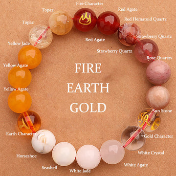 Five Elements Multi-Stone Agate Jade & Sunstone Beaded Crystal Bracelet