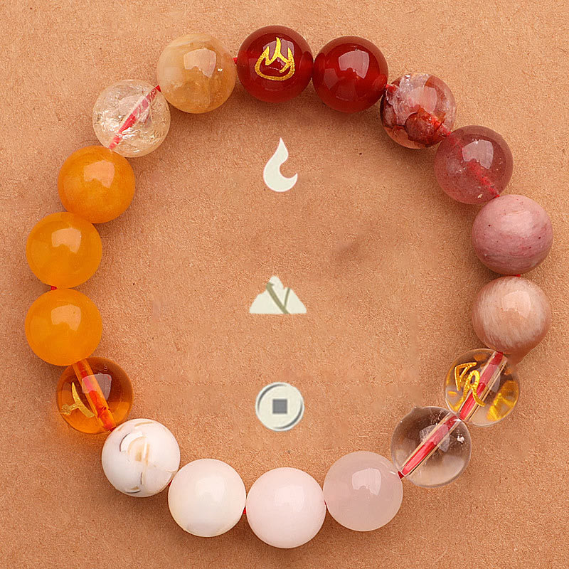 Five Elements Multi-Stone Agate Jade & Sunstone Beaded Crystal Bracelet
