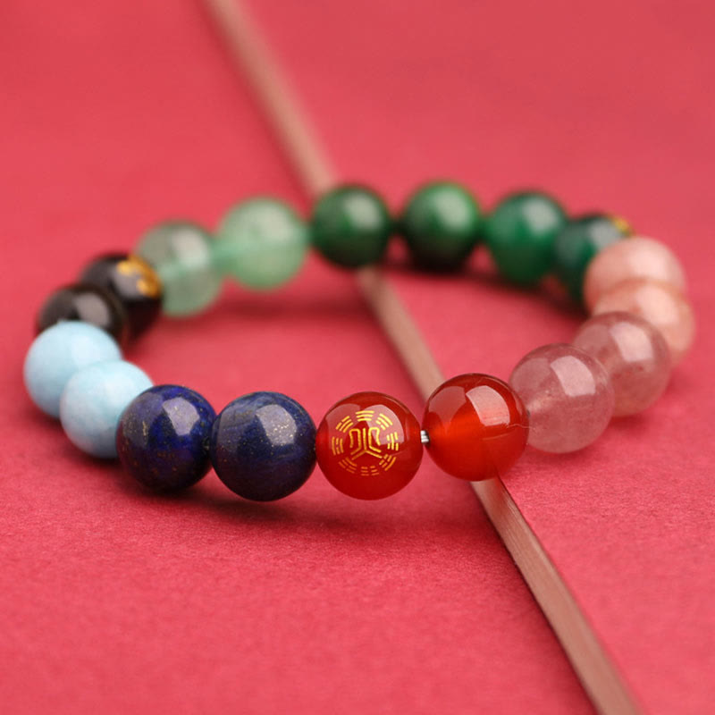 Five Elements Multi-Stone Agate Jade & Sunstone Beaded Crystal Bracelet