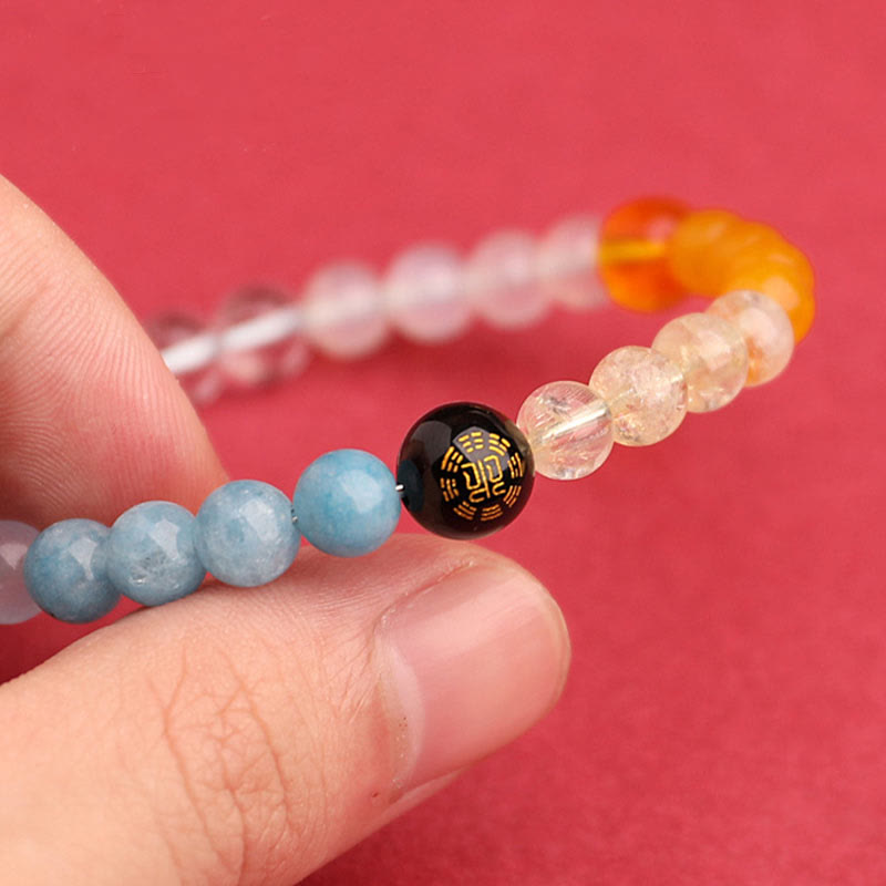Five Elements Multi-Stone Agate Jade & Sunstone Beaded Crystal Bracelet