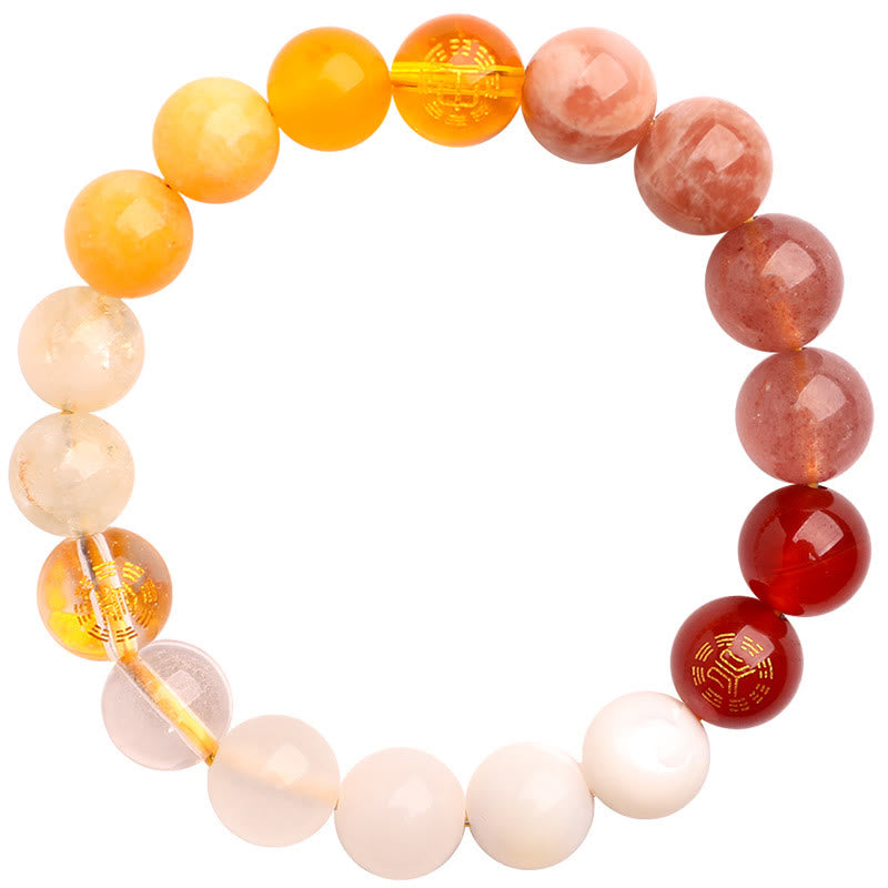 Five Elements Multi-Stone Agate Jade & Sunstone Beaded Crystal Bracelet
