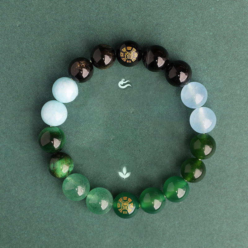Five Elements Multi-Gemstone Beaded Bracelet for Energetic Balance