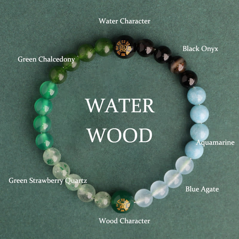 Five Elements Multi-Gemstone Beaded Bracelet for Energetic Balance