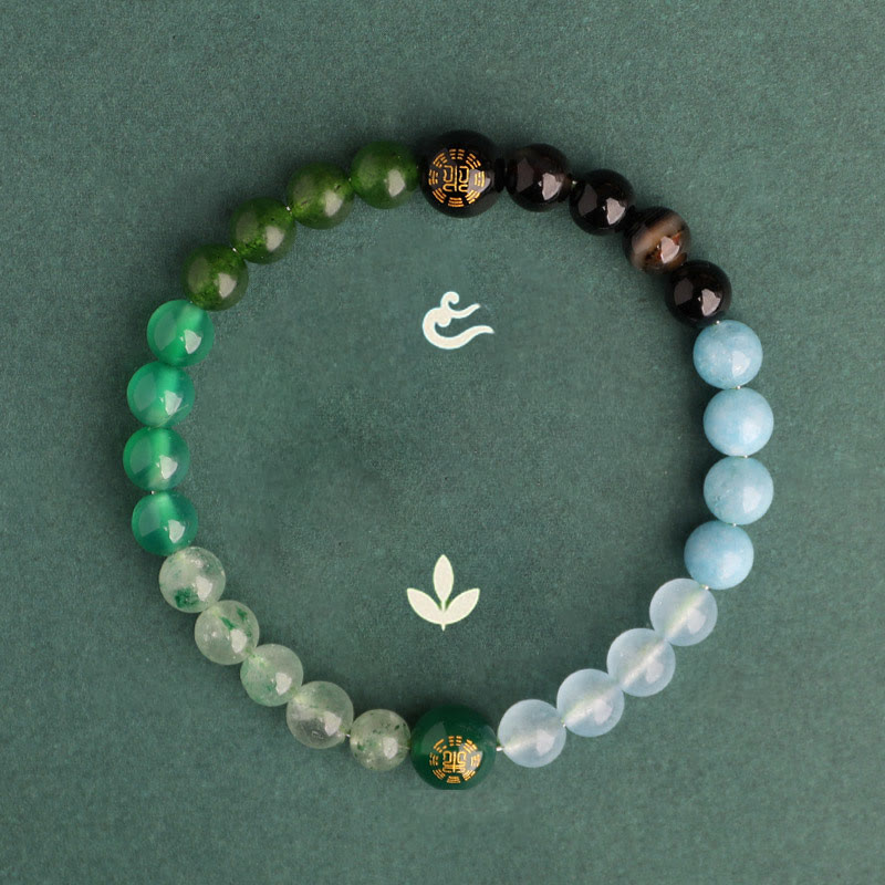 Five Elements Multi-Gemstone Beaded Bracelet for Energetic Balance