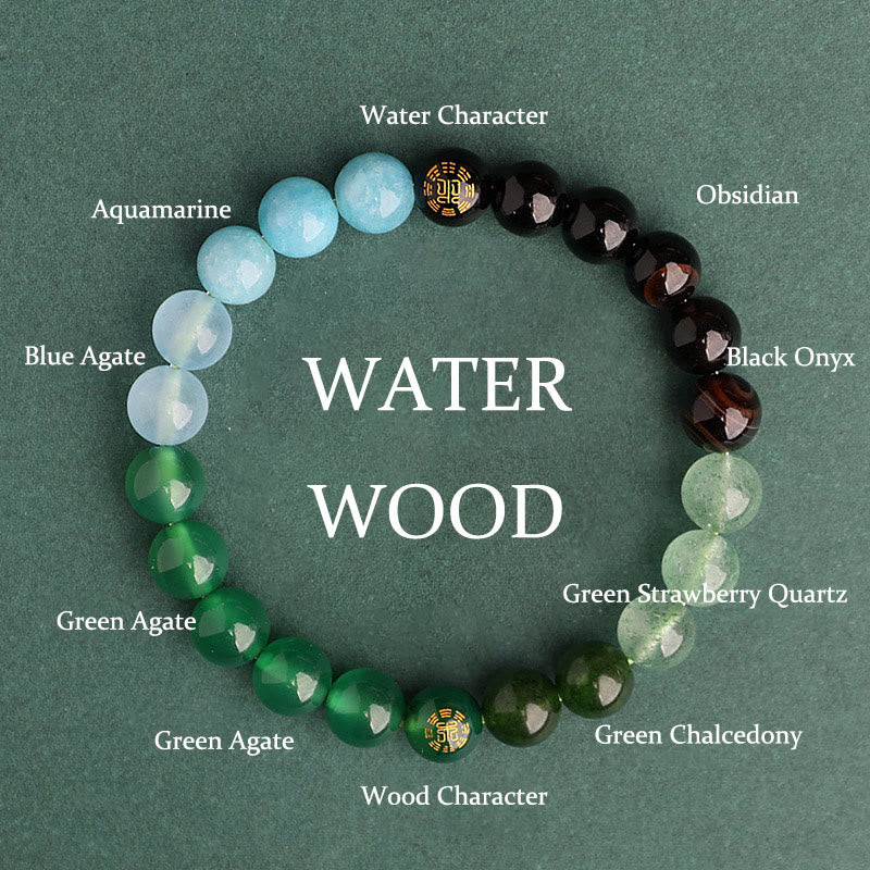 Five Elements Multi-Gemstone Beaded Bracelet for Energetic Balance