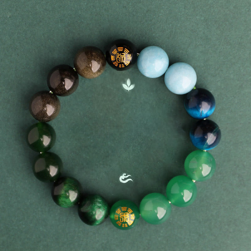 Five Elements Multi-Gemstone Beaded Bracelet for Energetic Balance