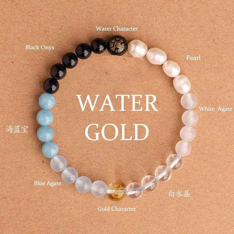 Five Elements Multi-Gemstone Beaded Bracelet for Energetic Balance