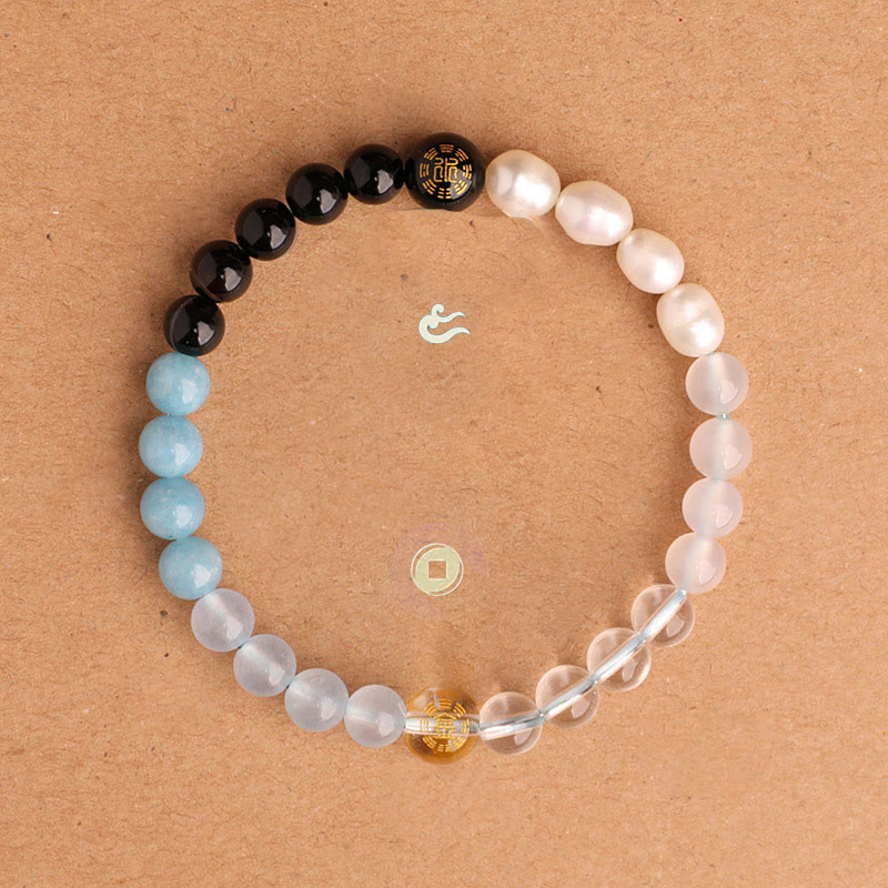 Five Elements Multi-Gemstone Beaded Bracelet for Energetic Balance