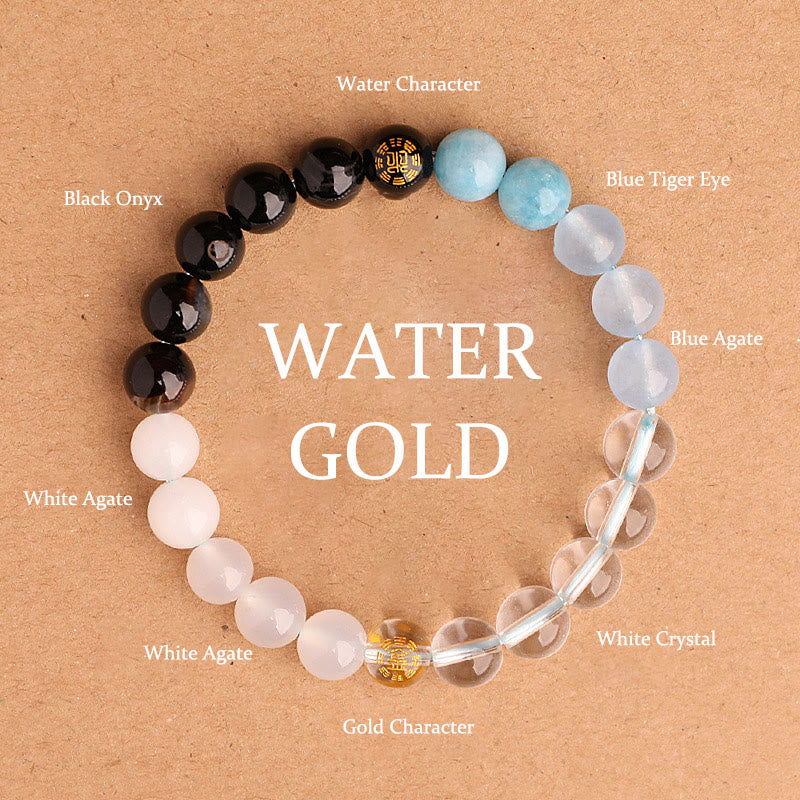Five Elements Multi-Gemstone Beaded Bracelet for Energetic Balance