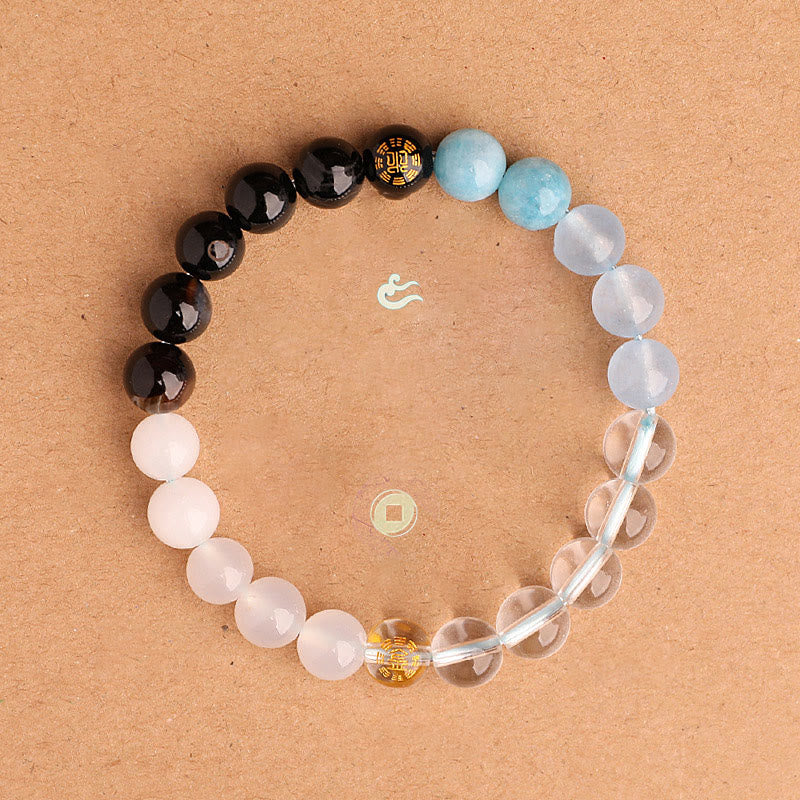 Five Elements Multi-Gemstone Beaded Bracelet for Energetic Balance