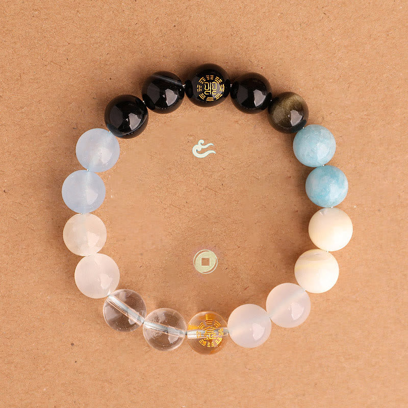 Five Elements Multi-Gemstone Beaded Bracelet for Energetic Balance