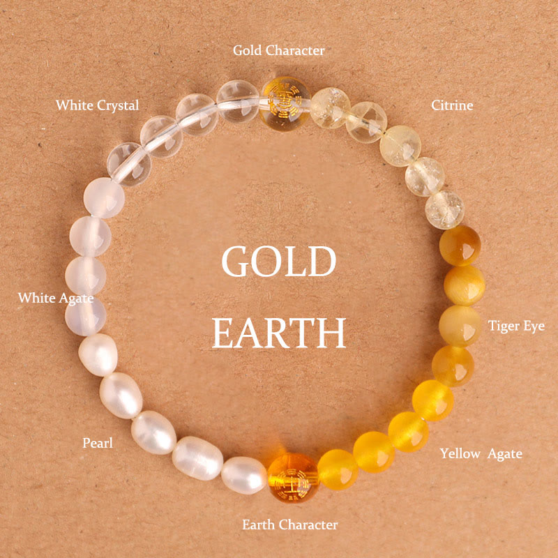 Five Elements Multi-Gemstone Beaded Bracelet for Energetic Balance