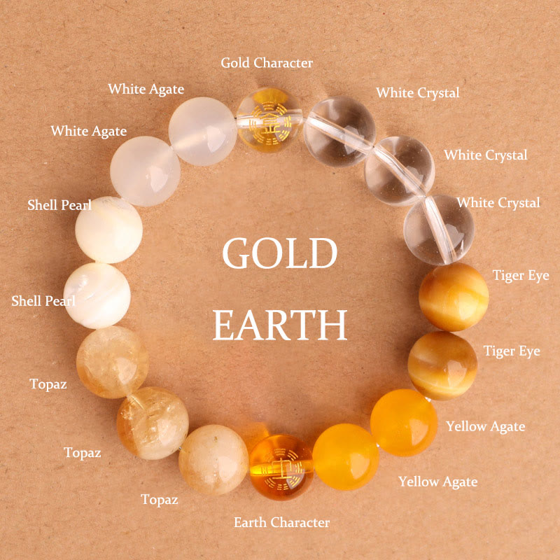 Five Elements Multi-Gemstone Beaded Bracelet for Energetic Balance