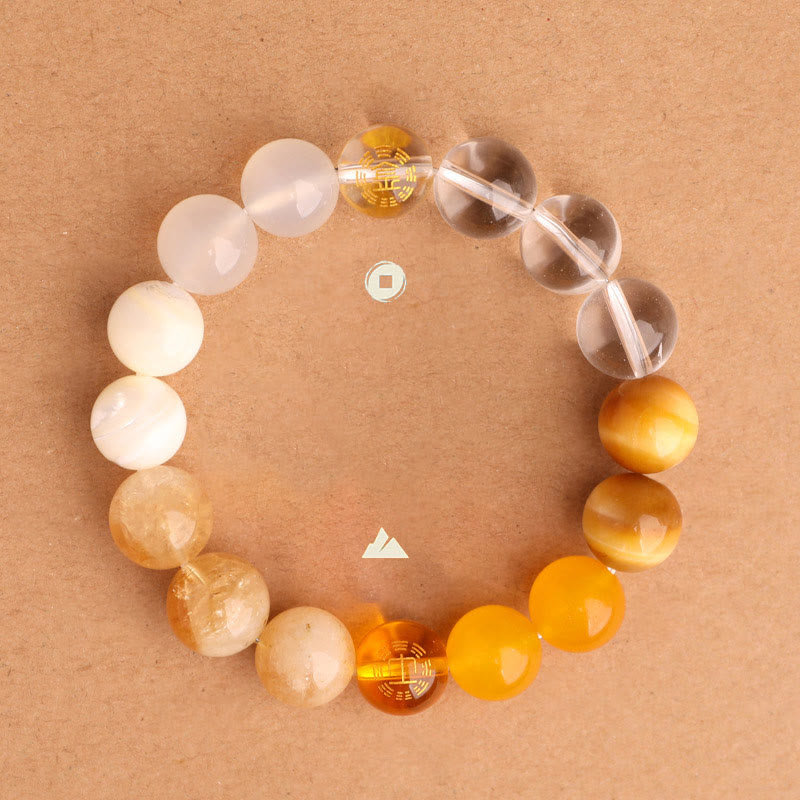 Five Elements Multi-Gemstone Beaded Bracelet for Energetic Balance