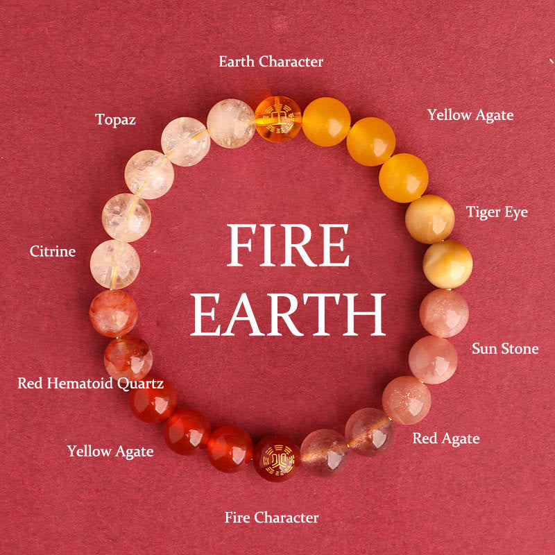 Five Elements Multi-Gemstone Beaded Bracelet for Energetic Balance