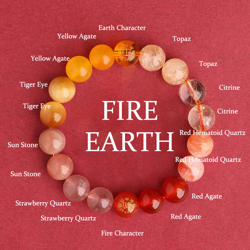 Five Elements Multi-Gemstone Beaded Bracelet for Energetic Balance