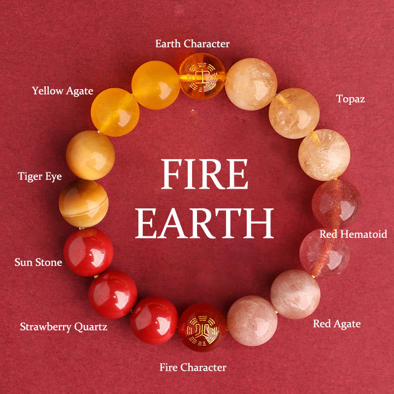 Five Elements Multi-Gemstone Beaded Bracelet for Energetic Balance