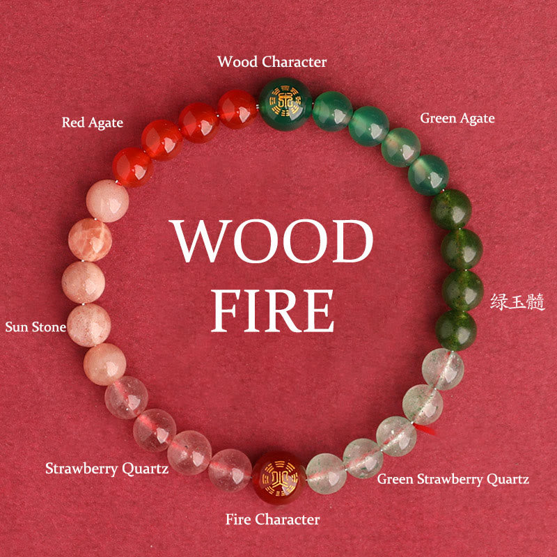 Five Elements Multi-Gemstone Beaded Bracelet for Energetic Balance