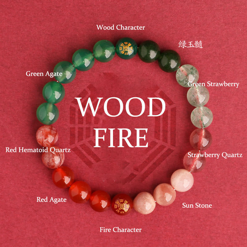 Five Elements Multi-Gemstone Beaded Bracelet for Energetic Balance