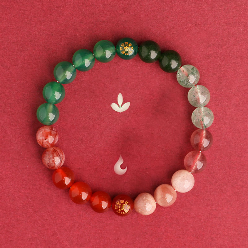 Five Elements Multi-Gemstone Beaded Bracelet for Energetic Balance