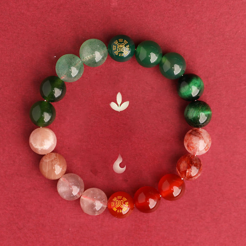Five Elements Multi-Gemstone Beaded Bracelet for Energetic Balance