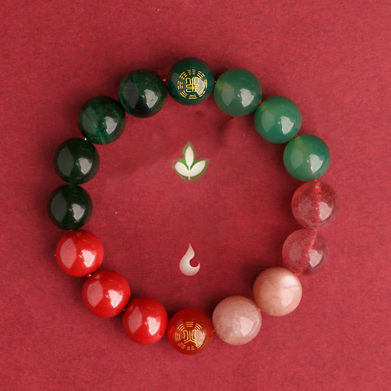 Five Elements Multi-Gemstone Beaded Bracelet for Energetic Balance