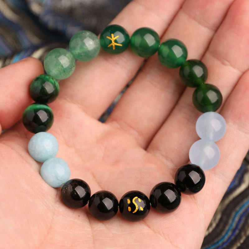 Five Elements Multi-Gemstone Beaded Bracelet for Energetic Balance
