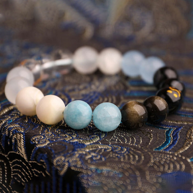 Five Elements Multi-Gemstone Beaded Bracelet for Energetic Balance