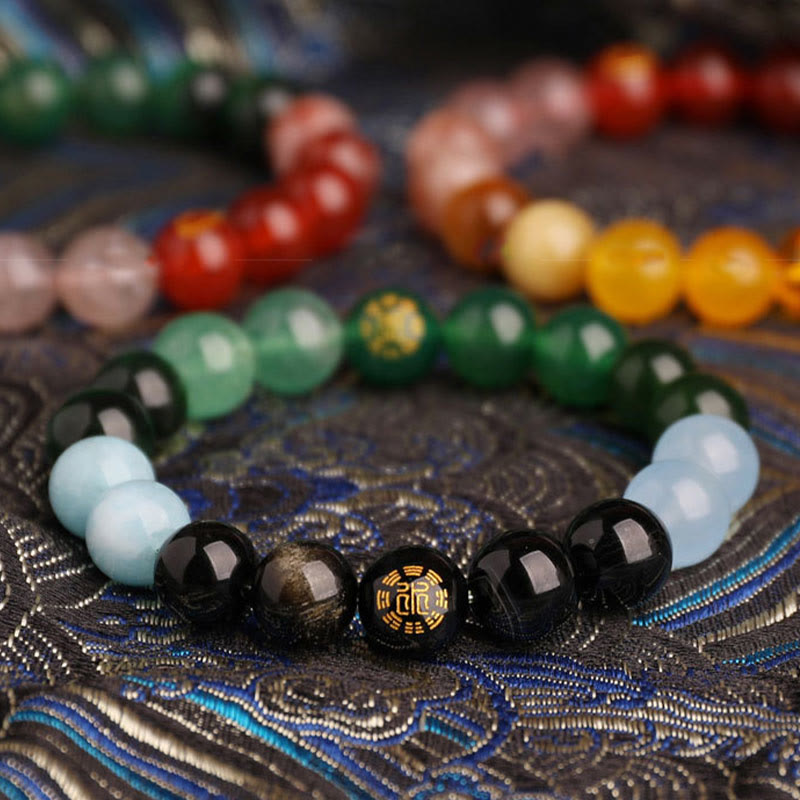 Five Elements Multi-Gemstone Beaded Bracelet for Energetic Balance