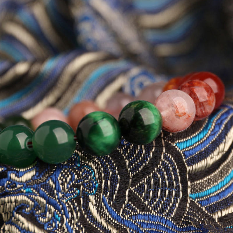 Five Elements Multi-Gemstone Beaded Bracelet for Energetic Balance