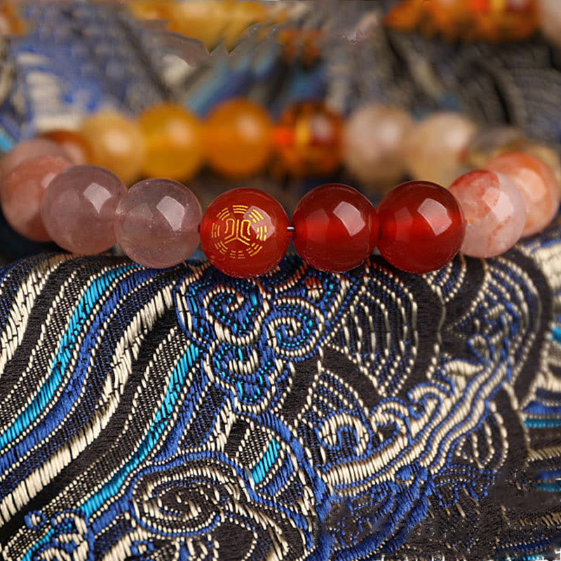 Five Elements Multi-Gemstone Beaded Bracelet for Energetic Balance