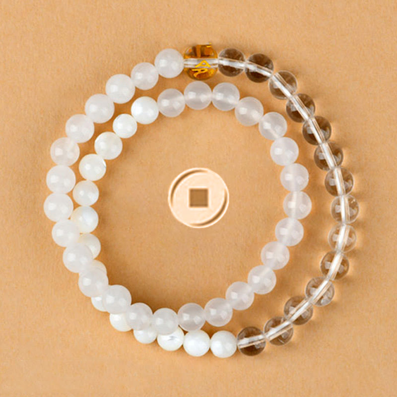 Five Elements Double-Wrap Beaded Bracelet with Natural Jade and Agate