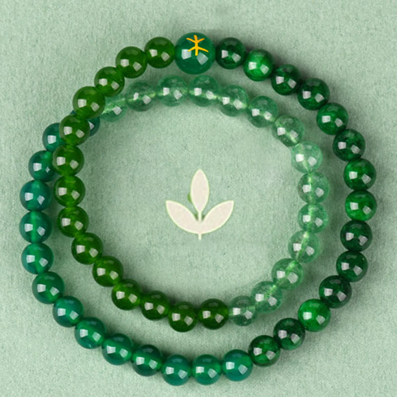 Five Elements Double-Wrap Beaded Bracelet with Natural Jade and Agate