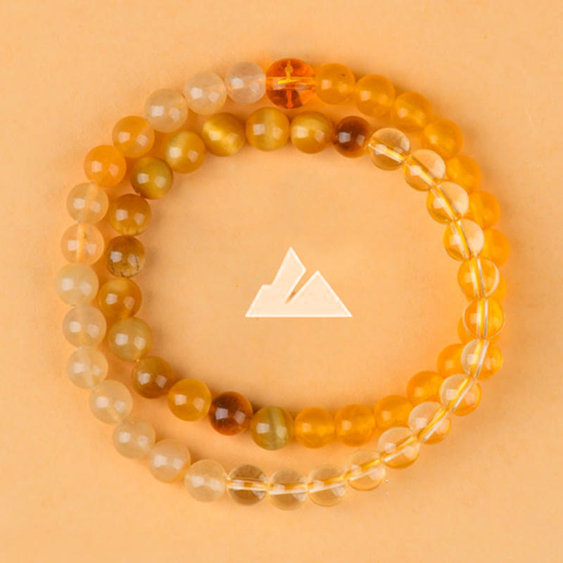 Five Elements Double-Wrap Beaded Bracelet with Natural Jade and Agate