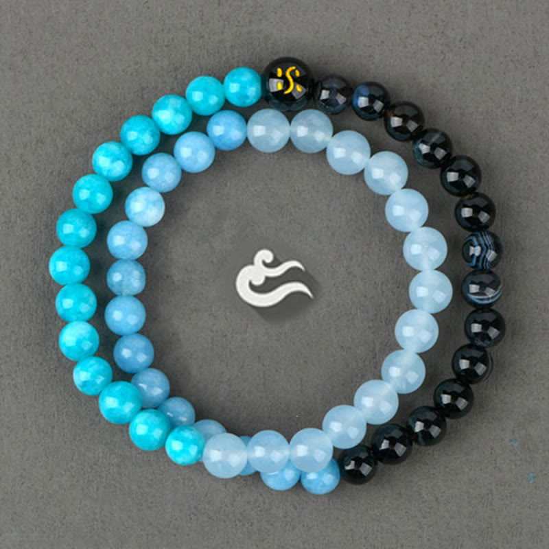 Five Elements Double-Wrap Beaded Bracelet with Natural Jade and Agate