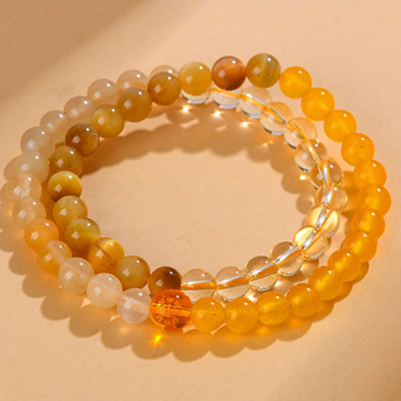 Five Elements Double-Wrap Beaded Bracelet with Natural Jade and Agate