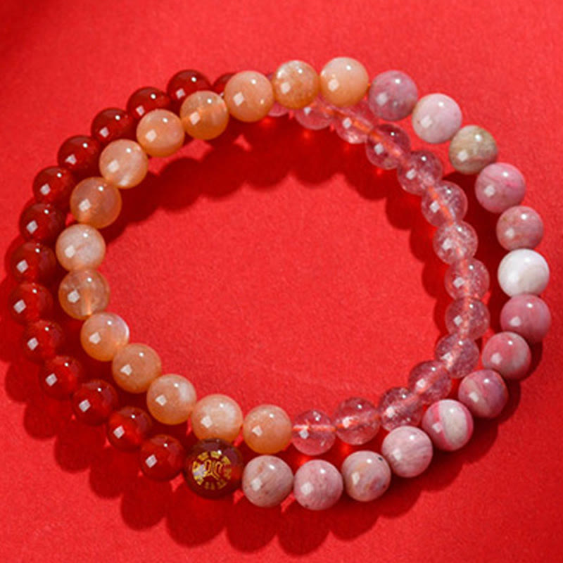 Five Elements Double-Wrap Beaded Bracelet with Natural Jade and Agate