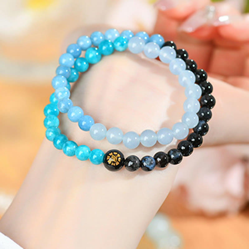 Five Elements Double-Wrap Beaded Bracelet with Natural Jade and Agate