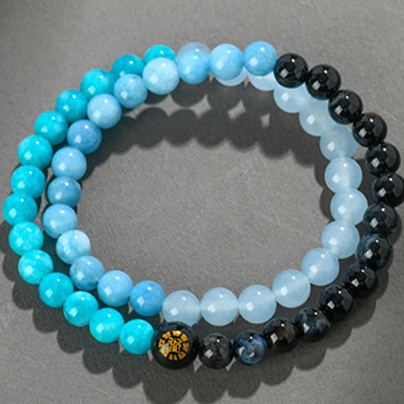 Five Elements Double-Wrap Beaded Bracelet with Natural Jade and Agate