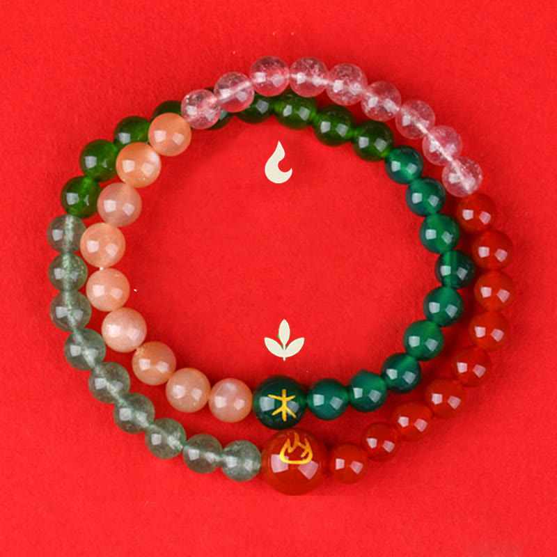 Five Elements Pearl Amazonite Tiger Eye Onyx Quartz Double-Wrap Beaded Bracelet