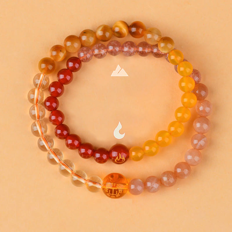 Five Elements Pearl Amazonite Tiger Eye Onyx Quartz Double-Wrap Beaded Bracelet