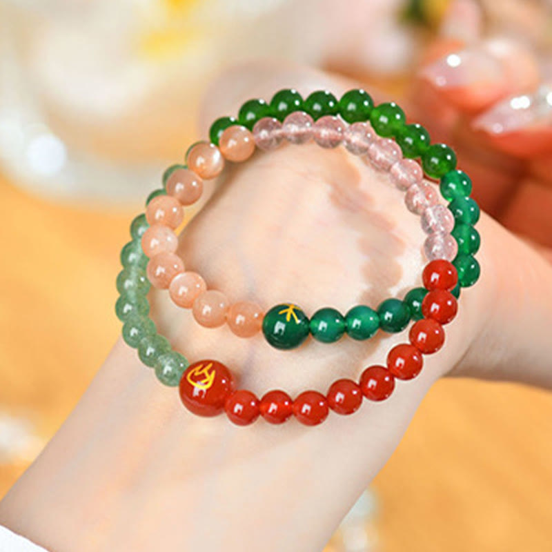 Five Elements Pearl Amazonite Tiger Eye Onyx Quartz Double-Wrap Beaded Bracelet