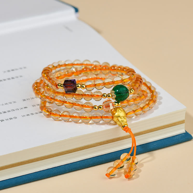 108 Mala Beads Citrine and Liuli Meditation Bracelet