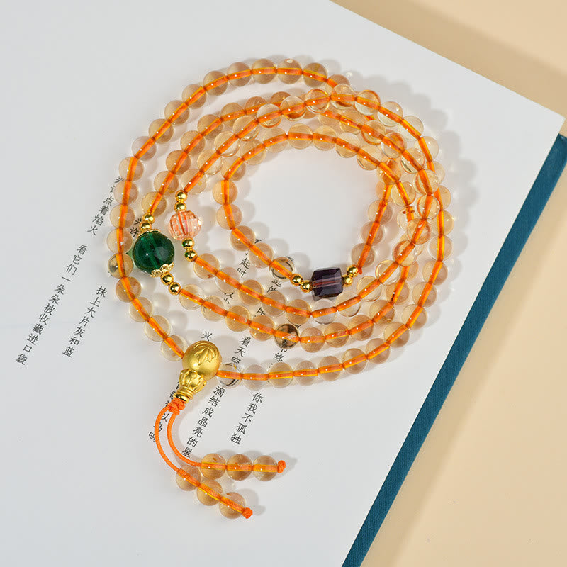 108 Mala Beads Citrine and Liuli Meditation Bracelet