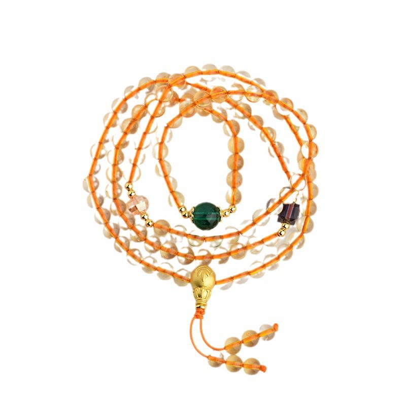 108 Mala Beads Citrine and Liuli Meditation Bracelet