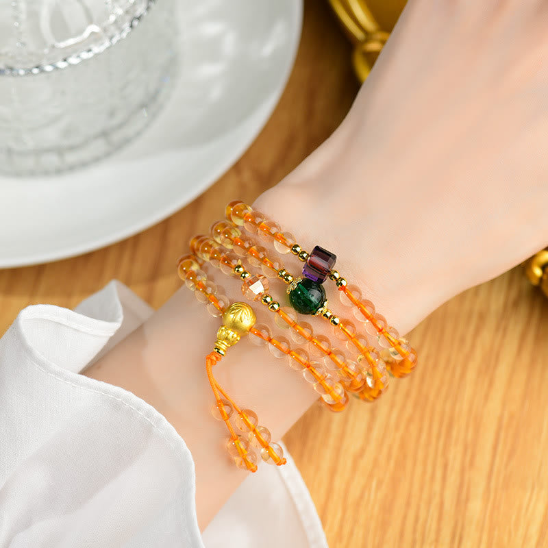 108 Mala Beads Citrine and Liuli Meditation Bracelet