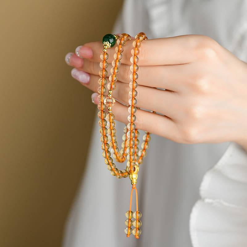 108 Mala Beads Citrine and Liuli Meditation Bracelet