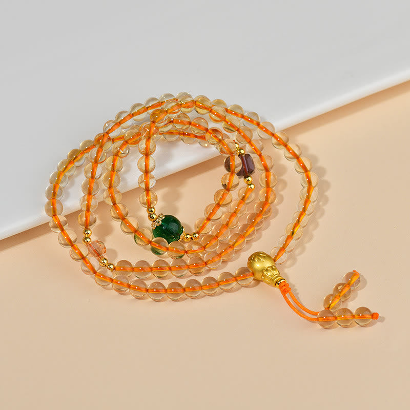 108 Mala Beads Citrine and Liuli Meditation Bracelet